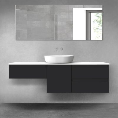 Oltens Vernal zestaw mebli łazienkowych 160 cm z blatem czarny mat/biały połysk 68428300
