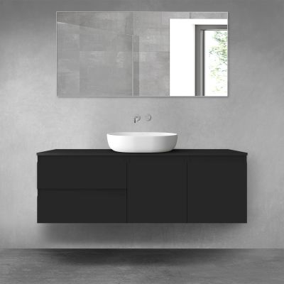Oltens Vernal zestaw mebli łazienkowych 140 cm z blatem czarny mat 68271300