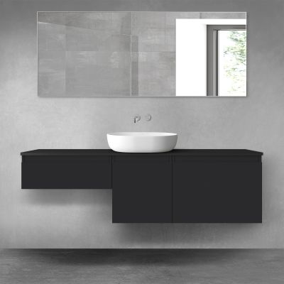 Oltens Vernal zestaw mebli łazienkowych 160 cm z blatem czarny mat 68431300