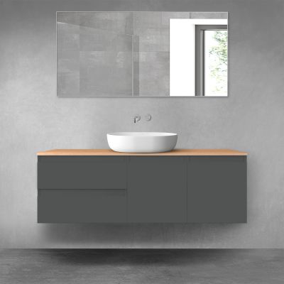 Oltens Vernal zestaw mebli łazienkowych 140 cm z blatem grafit mat/dąb 68272400