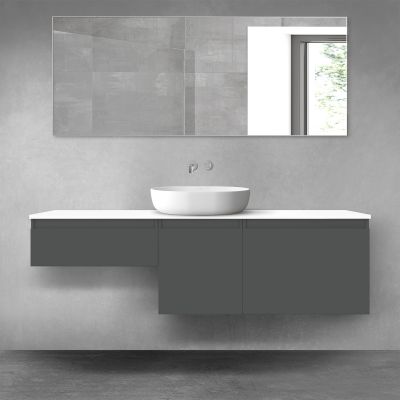 Oltens Vernal zestaw mebli łazienkowych 160 cm z blatem grafit mat/biały połysk 68432400