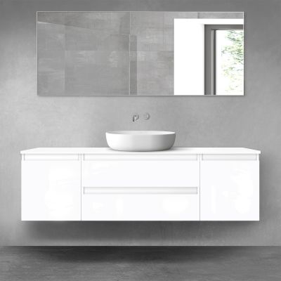 Oltens Vernal zestaw mebli łazienkowych 160 cm z blatem biały połysk 68445000