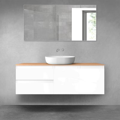 Oltens Vernal zestaw mebli łazienkowych 140 cm z blatem biały połysk/dąb 68273000