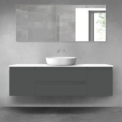 Oltens Vernal zestaw mebli łazienkowych 160 cm z blatem grafit mat/biały połysk 68452400