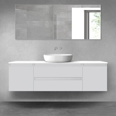 Oltens Vernal zestaw mebli łazienkowych 160 cm z blatem szary mat/biały połysk 68452700