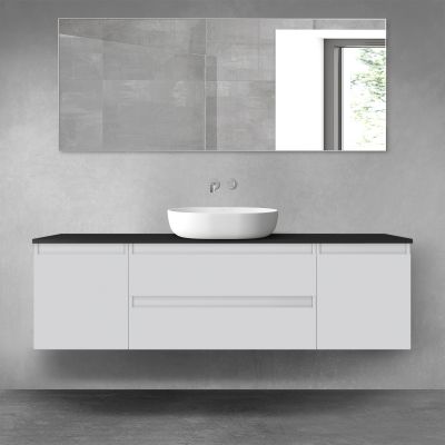 Oltens Vernal zestaw mebli łazienkowych 160 cm z blatem szary mat/czarny mat 68453700