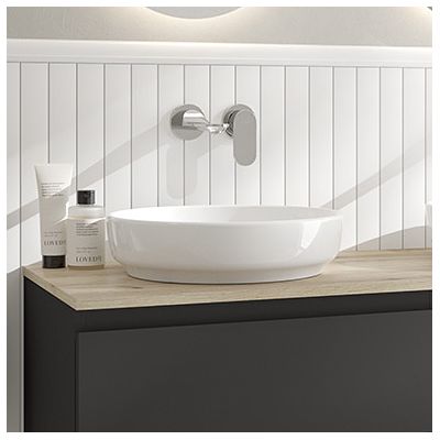 Oltens Fossa umywalka 40 cm nablatowa okrągła z powłoką SmartClean biała 40802000