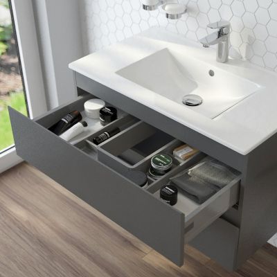 Oltens Vernal umywalka z szafką 60 cm grafit mat 68000400