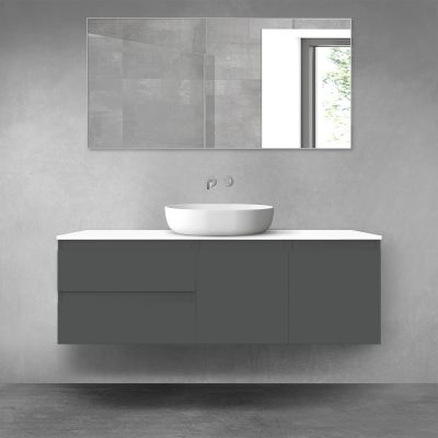 Oltens Vernal zestaw mebli łazienkowych 140 cm z blatem grafit mat/biały połysk 68275400