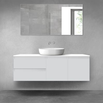 Oltens Vernal zestaw mebli łazienkowych 140 cm z blatem szary mat/biały połysk 68275700