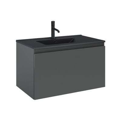 Zestaw Oltens Vernal umywalka z szafką 80 cm czarny mat/grafit mat 68015400