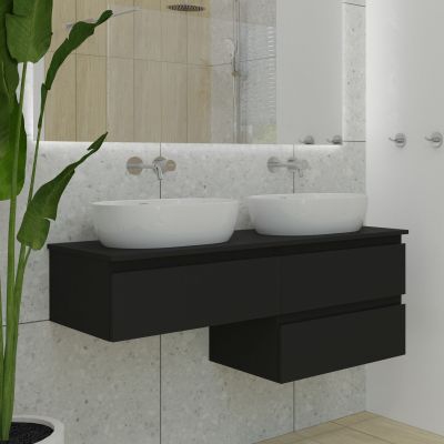 Oltens Vernal zestaw mebli łazienkowych 180 cm z blatem czarny mat 68589300
