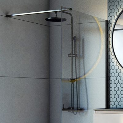 Oltens Molle Numa zestaw wannowo-prysznicowy ścienny z deszczownicą czarny mat 36506300