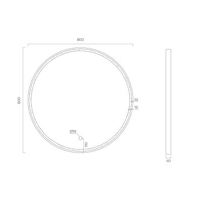 Oltens Nordlis lustro 80 cm okrągłe z oświetleniem z przodu z matą grzewczą miedź szczotkowana 64101610