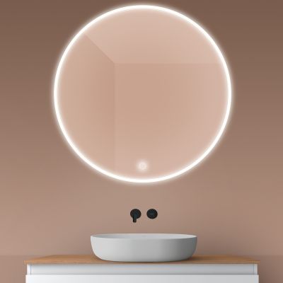 Oltens Nordlis lustro 100x100 cm okrągłe z oświetleniem z przodu z matą grzewczą 64102000