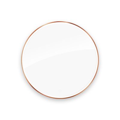 Oltens Nordlis lustro 100 cm okrągłe z oświetleniem z oświetleniem z przodu z matą grzewczą miedź szczotkowana 64102610