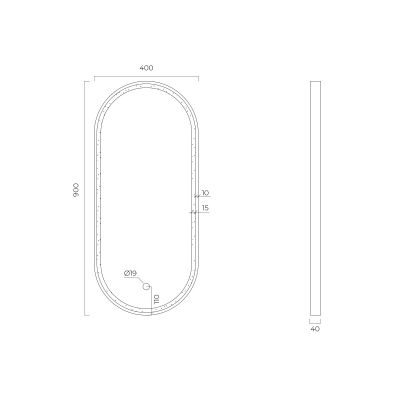 Oltens Nordlis lustro 40x90 cm owalne z oświetleniem z przodu z matą grzewczą miedź szczotkowana 64103610