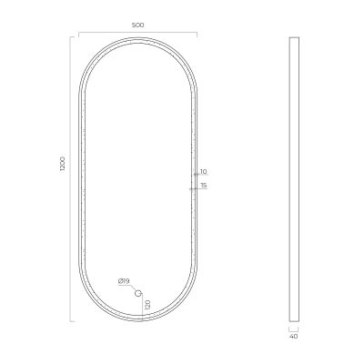 Oltens Nordlis lustro 50x120 cm owalne z oświetleniem z przodu z matą grzewczą miedź szczotkowana 64104610
