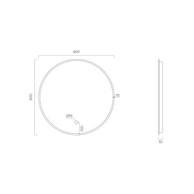 Oltens Nordlis lustro 60 cm okrągłe z oświetleniem z oświetleniem od tyłu z matą grzewczą miedź szczotkowana 64108610