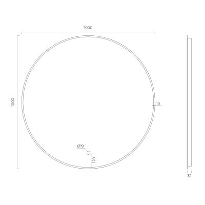 Oltens Nordlis lustro 100 cm okrągłe z oświetleniem od tyłu z matą grzewczą miedź szczotkowana 64110610