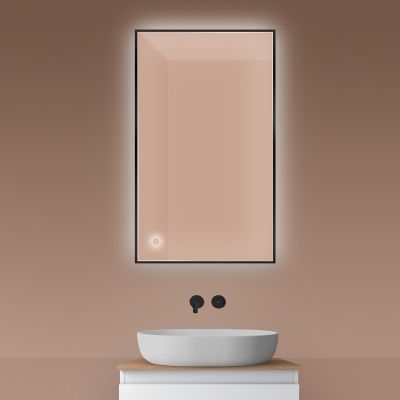 Oltens Nordlis lustro 60x100 cm prostokątne z oświetleniem od tyłu z matą grzewczą czarny 64111300