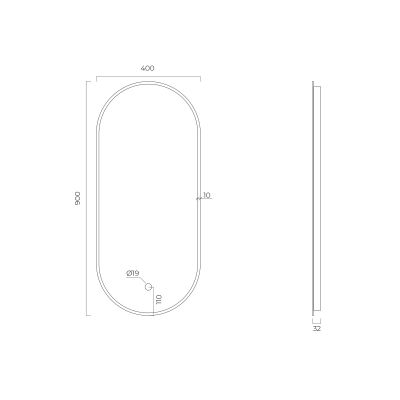 Oltens Nordlis lustro 40x90 cm owalne z oświetleniem od tyłu z matą grzewczą miedź szczotkowana 64113610