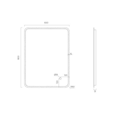 Oltens Nordlis lustro 60x80 cm  prostokątne z oświetleniem z przodu z matą grzewczą 64116000