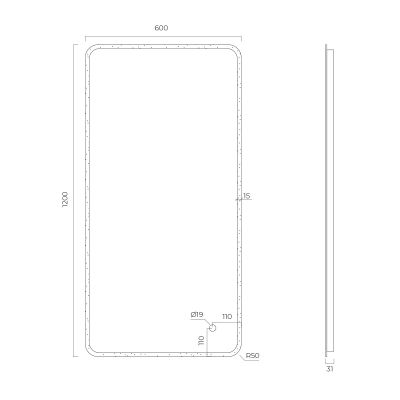 Oltens Nordlis lustro 60x120 cm prostokątne z oświetleniem z przodu z matą grzewczą 64118000