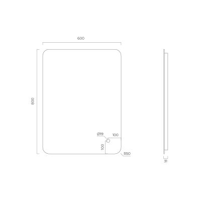 Oltens Nordlis lustro 60x80 cm prostokątne z oświetleniem od tyłu z matą grzewczą 64119000