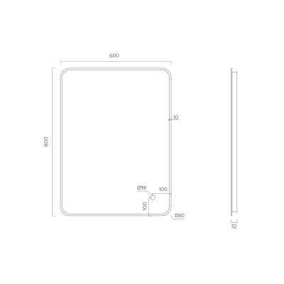 Oltens Nordlis lustro 60x80 cm prostokątne z oświetleniem od tyłu z matą grzewczą czarny 64119300