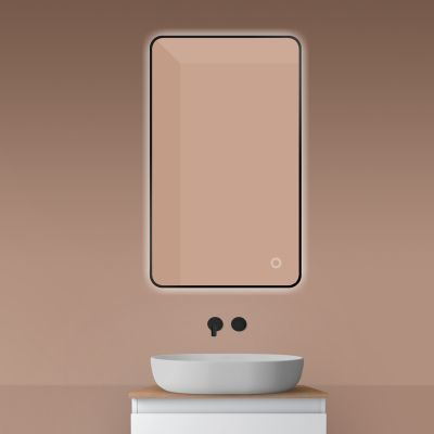 Oltens Nordlis lustro 60x100 cm prostokątne z oświetleniem od tyłu z matą grzewczą czarny 64120300