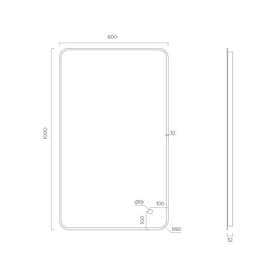 Oltens Nordlis lustro 60x100 cm prostokątne z oświetleniem od tyłu z matą grzewczą miedź szczotkowana 64120610