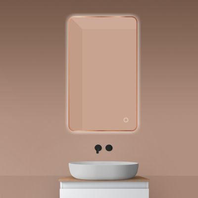 Oltens Nordlis lustro 60x100 cm prostokątne z oświetleniem od tyłu z matą grzewczą miedź szczotkowana 64120610