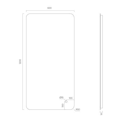 Oltens Nordlis lustro 60x120 cm prostokątne z oświetleniem od tyłu z matą grzewczą 64121000