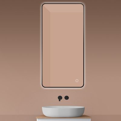 Oltens Nordlis lustro 60x120 cm prostokątne z oświetleniem od tyłu z matą grzewczą czarny 64121300