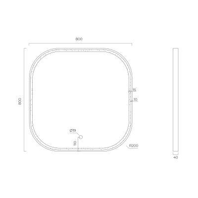Oltens Nordlis lustro 80x80 cm kwadratowe z oświetleniem z przodu z matą grzewczą złoto szczotkowane 64122810