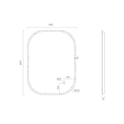 Oltens Nordlis lustro 60x80 cm prostokątne z oświetleniem z przodu z matą grzewczą 64123000