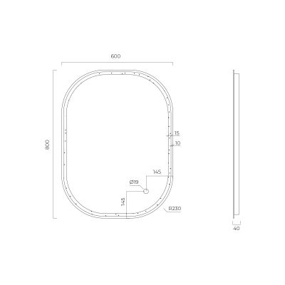 Oltens Nordlis lustro 60x80 cm prostokątne z oświetleniem z przodu z matą grzewczą złoto szczotkowane 64123810