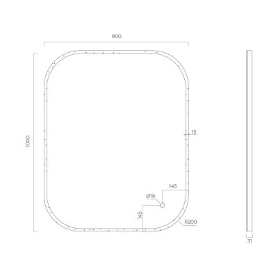 Oltens Nordlis lustro 80x100 cm prostokątne z oświetleniem z przodu z matą grzewczą 64124000