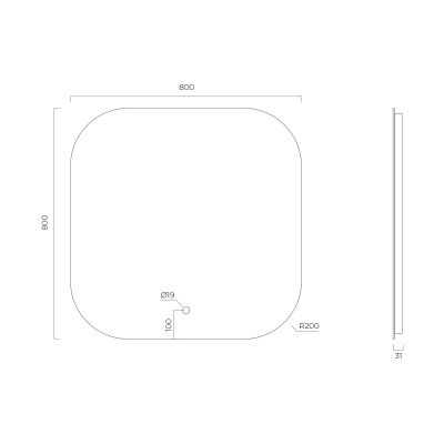 Oltens Nordlis lustro 80x80 cm kwadratowe z oświetleniem od tyłu z matą grzewczą 64125000