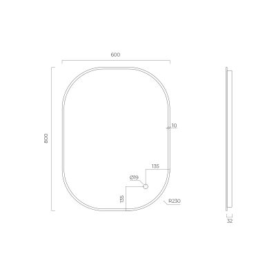 Oltens Nordlis lustro 60x80 cm prostokątne z oświetleniem od tyłu z matą grzewczą miedź szczotkowana 64126610