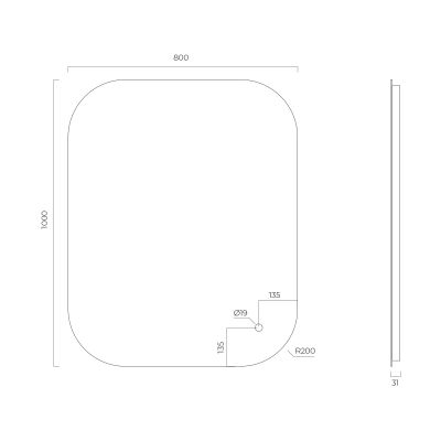 Oltens Nordlis lustro 80x100 cm prostokątne z oświetleniem od tyłu z matą grzewczą 64127000
