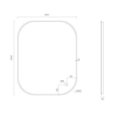 Oltens Nordlis lustro 80x100 cm prostokątne z oświetleniem od tyłu z matą grzewczą złoto szczotkowane 64127810