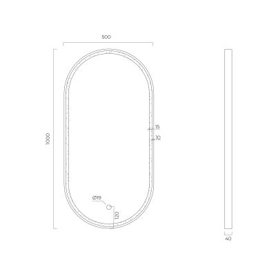 Oltens Nordlis lustro 50x100 cm owalne z oświetleniem z przodu z matą grzewczą miedź szczotkowana 64128610