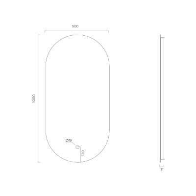 Oltens Nordlis lustro 50x100 cm owalne z oświetleniem od tyłu z matą grzewczą 64129000