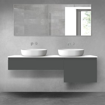 Oltens Vernal zestaw mebli łazienkowych 160 cm z blatem grafit mat/biały połysk 68345400