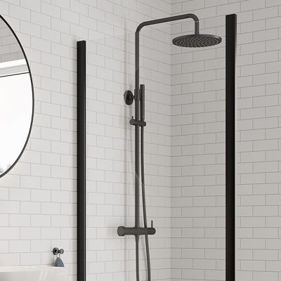 Oltens Molle Numa zestaw wannowo-prysznicowy ścienny z deszczownicą grafit 36506400