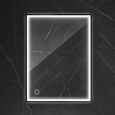 Oltens Nordlis lustro 60x80 cm prostokątne z oświetleniem z przodu z matą grzewczą czarny 64105300