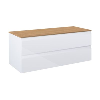 Oltens Vernal szafka 120 cm podumywalkowa wisząca z blatem biały połysk/dąb 68467000