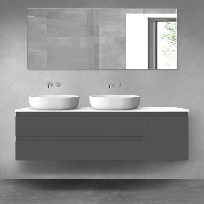 Oltens Vernal zestaw mebli łazienkowych 160 cm z blatem grafit mat/biały połysk 68481000